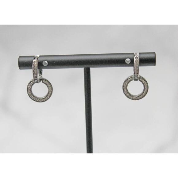 Double Circle Sterling Silver 925 Huggie Earrings E55 - Picture 2 of 3